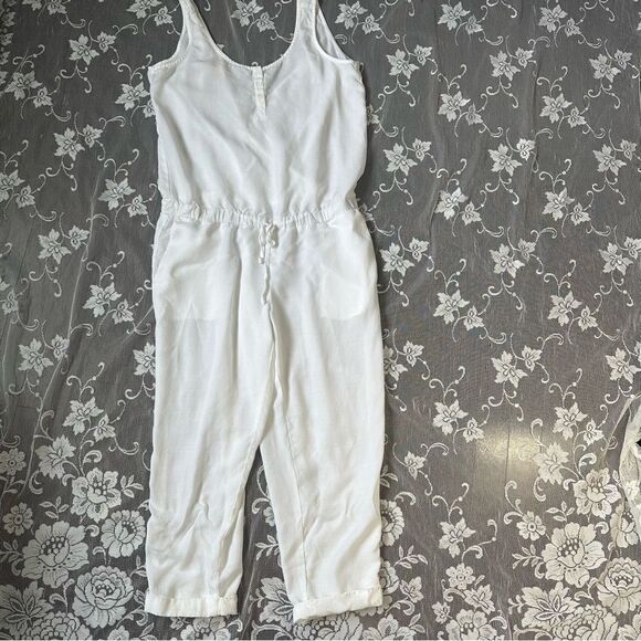 Anthropologie Cloth & Stone White Tencel Open Back Jumpsuit Sz Large - Picture 8 of 14